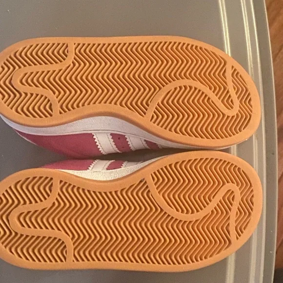 adidas Kids Pink Suede Sneakers with White Stripes - Picture 3 of 4
